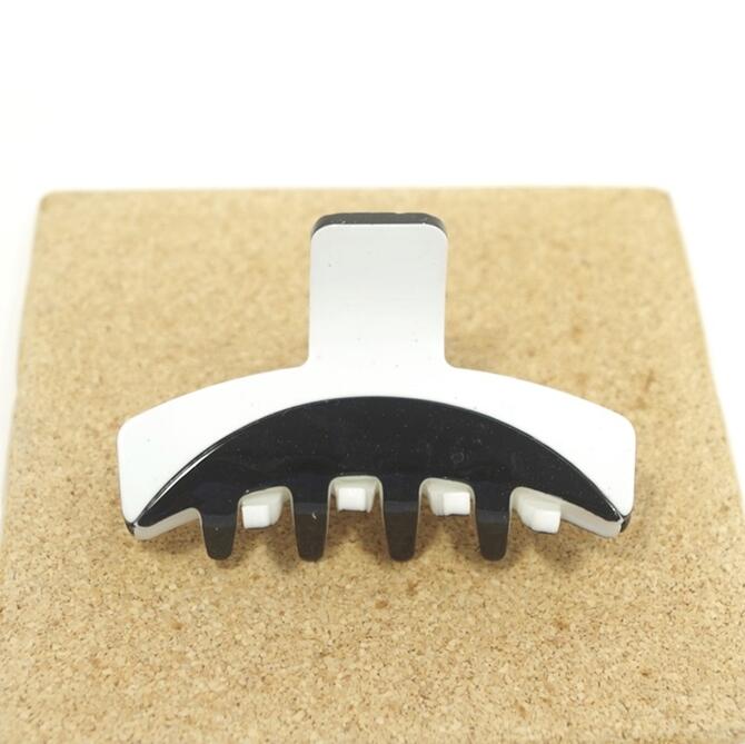 乐天商城 - 【限定品】バンスクリップ 白黒モノトーン 〔ヘアクリップ やや小さめ中サイズ ハーフアップ 髪どめ アクリル しっかりしたバネ クール エレガント ツートン ヘアアクセサリー〕
