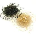 コサージュ ビーズ シフォン フラワー ラウンド 〔ブローチ&クリップ ヘアクリップ まとめ髪飾り お出かけ ワンピース セレモニースーツ フォーマル 結婚式 パーティー 卒園式 入園式 卒業式 入学式 着物 和装 振袖 訪問着 浴衣 丸いお花〕
