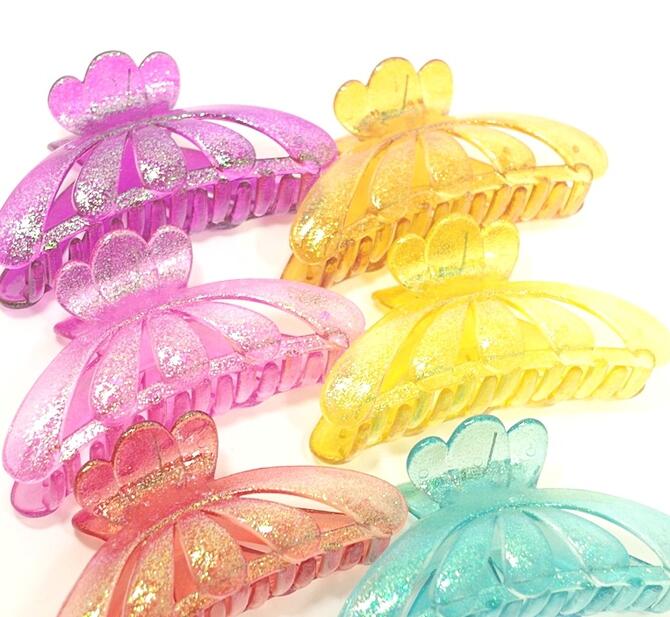 乐天商城 - 【限定品 残り3色】バンスクリップ 特大LL クリアカラー オーロララメ 〔華やか 大きい ヘアクリップ 夜会巻き フルアップ まとめ髪留め 明るい カラフル さし色 きれい色 おしゃれ ヘアアクセサリー〕