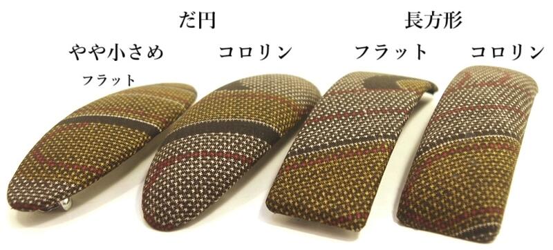バレッタ 大島紬 茶系x赤ライン オーバル／スクエア 〔大きめ髪留め 和風 和柄 和...