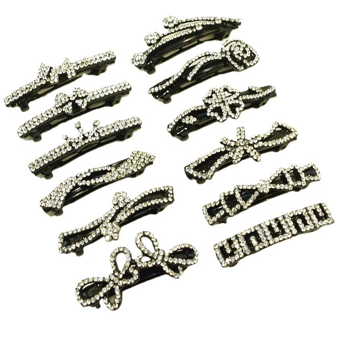 乐天商城 - 【限定品】バレッタ 小さめ ブラックxラインストーン 〔ヘアクリップ 髪どめ ハーフアップ キラキラ おしゃれ まとめ髪 大人 ヘアアレンジ ヘアアクセサリー〕