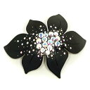 【訳あり】 バレッタ ハンドメイド アセテート ダイアナ ブラック オーロラクリアラインストーン付 〔大きめ 髪どめ ヘアクリップ 髪留め アセチ セルロース キラキラ ゴージャス 華やか ハーフアップ フルアップ ヘアアクセサリー〕