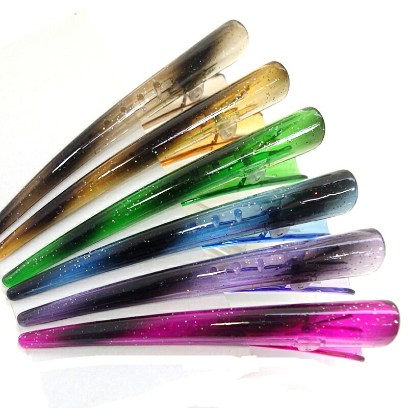 乐天商城 - 【限定品】ヘアクリップ 大きめ コンコルドクリップ くちばし ビーク クリアグラデーション ラメ入り 〔大きい髪どめ ダッカール 横からとめる 髪留め シック おしゃれ サイドの毛 ハーフアップ フルアップ まとめ髪〕
