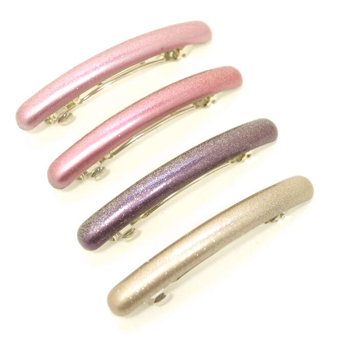 乐天商城 - 【限定品】バレッタ 中 メタリック ラメ 〔髪どめ ヘアクリップ シンプル キラキラ おしゃれ 髪留め レディース 上品な華やかさ かわいい 少ない髪もしっかりとまる ヘアアクセサリー 〕
