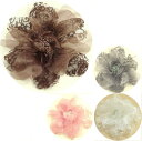 【送料無料】特大 コサージュ 髪飾り オーガンジー&レース 〔ブローチ&ヘアクリップ シフォン 大きめ お花 フラワー 和装 浴衣 振袖 着物 まとめ髪 ヘアア...