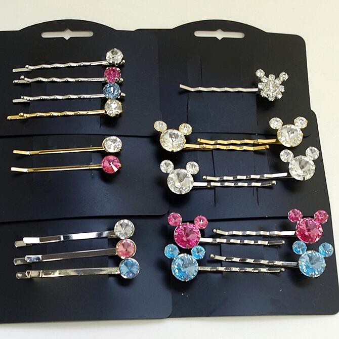 ヘアピン さしピン ボビーピン キラキラ ラインストーン 〔メタル 金属 アメピン かわいい 華やか おしゃれ 大人 こども 大粒石 ベア マウス ワンポイント髪飾り 前髪どめ サイド ヘアアレンジのアクセント ヘアアクセサリー〕