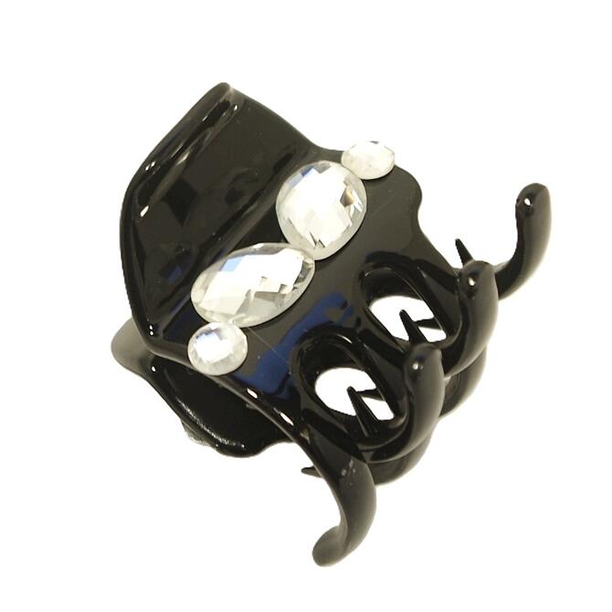 樂天商城 - 【残り 2p】バンスクリップ ころりん やや小さめ 黒xクリスタルガラス☆カットストーン 〔ヘアクリップ 髪どめ 量の多い髪 ハーフアップ まとめ髪 ポニーテール おしゃれ ブラックベース 上質ヘアアクセサリー 高級グラス石〕