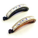 ツイスト ヘアクリップ 小 スリム クリスタル オーロラスクエア 〔スワロフスキー 髪どめ キラキラ 華やか バネ スプリング付バレッタ バナナクリップ 大人 ...