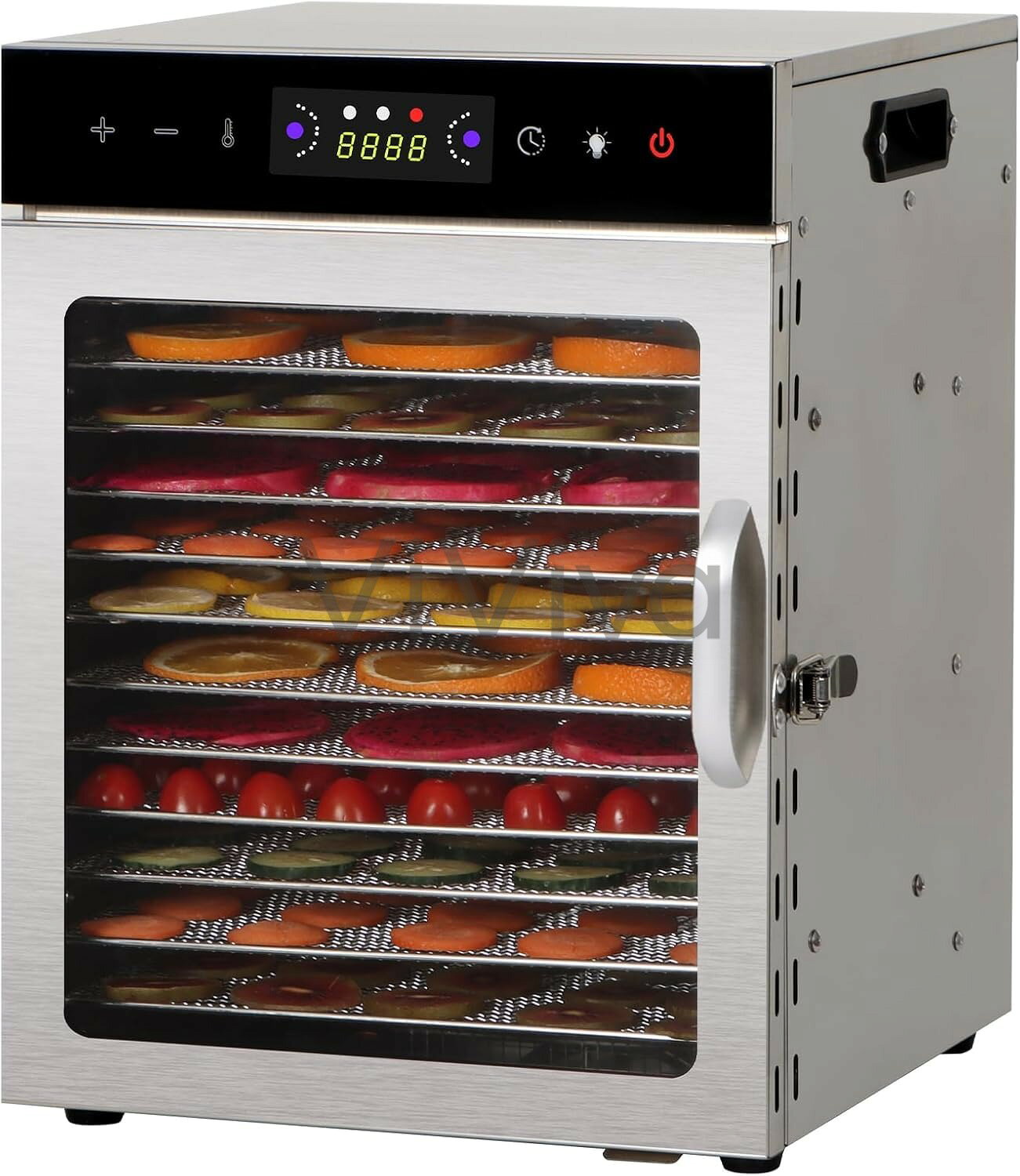 フードドライヤー 6~18層 食品乾燥機 ステンレス鋼 電気食品脱水機 400~2000W 高効率360°熱風循環 3090℃/024時間自由調節 過熱防止機能内蔵 受け皿付きフード乾燥 タイマー付き 干小魚 花茶 ペット用お