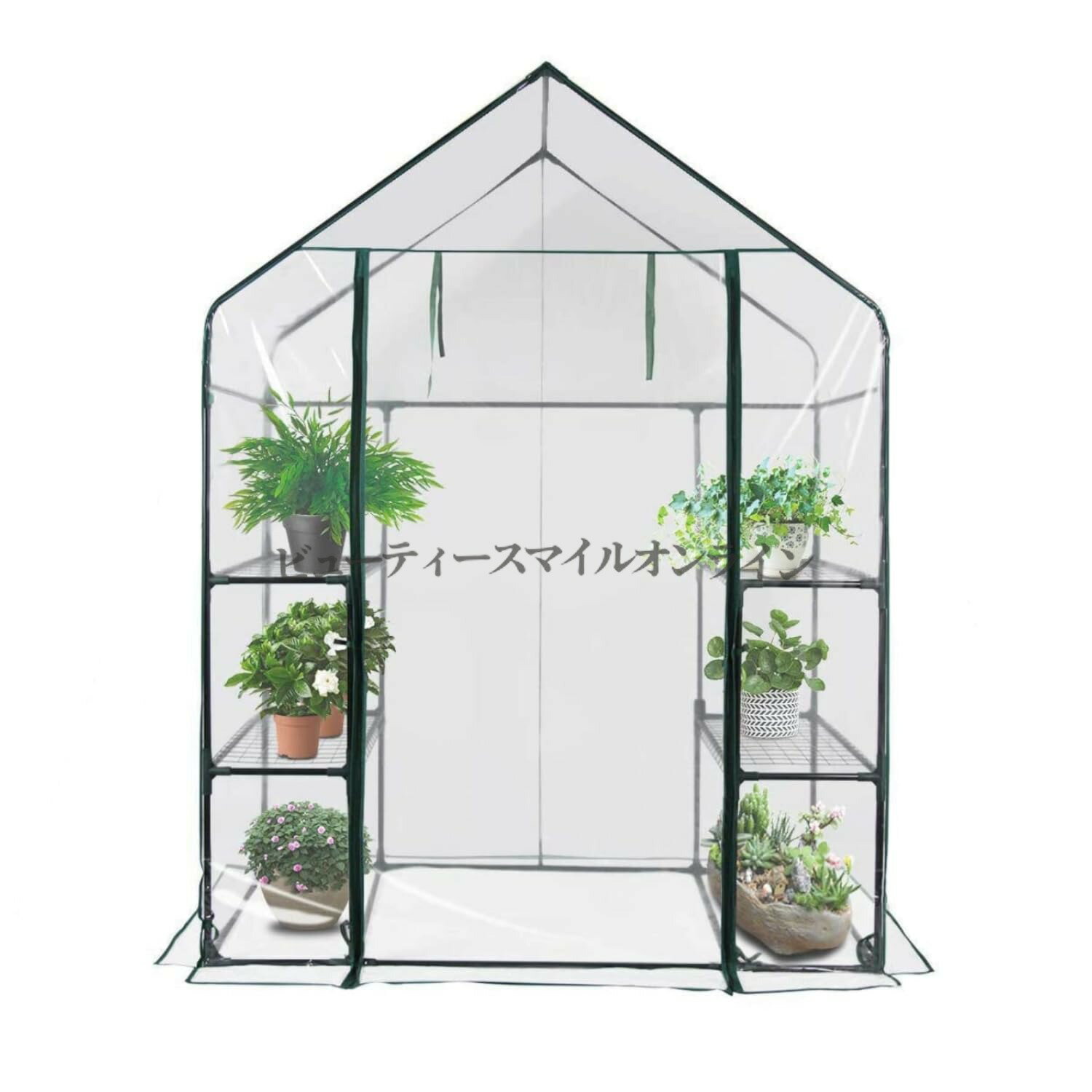樂天商城 - 家庭用 ビニールハウス 大型 窓付き 組立式 簡易温室 植物 花 ガーデンラック スタンド付き 透明 防水 抗UV 通気性 PE 材 家庭菜園 庭園 ガーデニング 冬越し 栽培 省スペース プロ仕様 頑丈