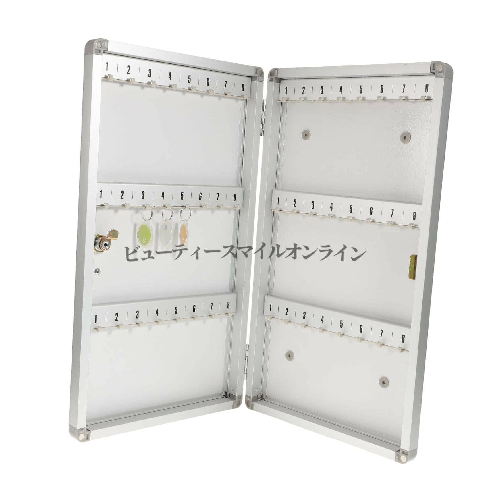 【商品名】アルミ合製壁掛けキー管理ボックス 鍵用 鍵収納錠付き スリム設計 耐摩耗 コンパクト 事務所や店舗向けキーオーガナイザー【価格】6300円【商品説明】商品の寸法:?長さ27cm×幅5.5cm×高さ47.5cmサイズ:47.5X27cmカラー:?シルバー商品重量:?1.46キログラム? ロックボックス：場所を取らないコンパクトなサイズ、壁掛けキーキャビネット? 複数のキーホルダー：家庭、学校、病院、自動車販売店、不動産管理会社、修理工場などに最適です? セキュリティキーホルダー：キーボックスには複数のスロットがあり、すべてのキーまたはほとんどのキーを かつ確実に保管できます? キーオーガナイザーケース：自宅、オフィス、ジムなどでの重要な鍵の保管に最適な壁掛けキーオーガナイザー? キーオーガナイザー：優れた職人技により、優れた耐久性と実用性を備えたキー収納オーガナイザー【商品名】アルミ合製壁掛けキー管理ボックス 鍵用 鍵収納錠付き スリム設計 耐摩耗 コンパクト 事務所や店舗向けキーオーガナイザー【価格】6300円【商品説明】商品の寸法:?長さ27cm×幅5.5cm×高さ47.5cmサイズ:47.5X27cmカラー:?シルバー商品重量:?1.46キログラム? ロックボックス：場所を取らないコンパクトなサイズ、壁掛けキーキャビネット? 複数のキーホルダー：家庭、学校、病院、自動車販売店、不動産管理会社、修理工場などに最適です? セキュリティキーホルダー：キーボックスには複数のスロットがあり、すべてのキーまたはほとんどのキーを かつ確実に保管できます? キーオーガナイザーケース：自宅、オフィス、ジムなどでの重要な鍵の保管に最適な壁掛けキーオーガナイザー? キーオーガナイザー：優れた職人技により、優れた耐久性と実用性を備えたキー収納オーガナイザー