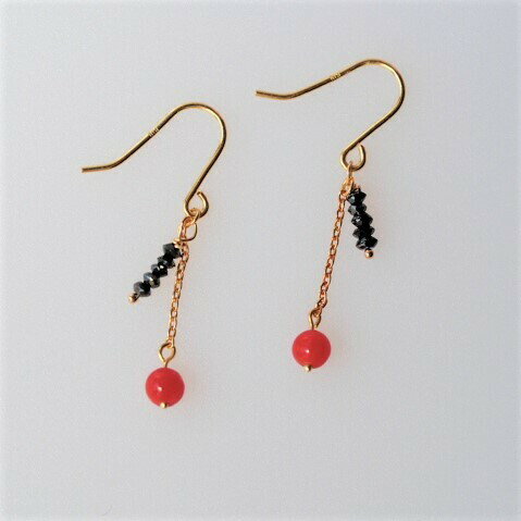 天然珊瑚ブラックダイヤモンドK18...