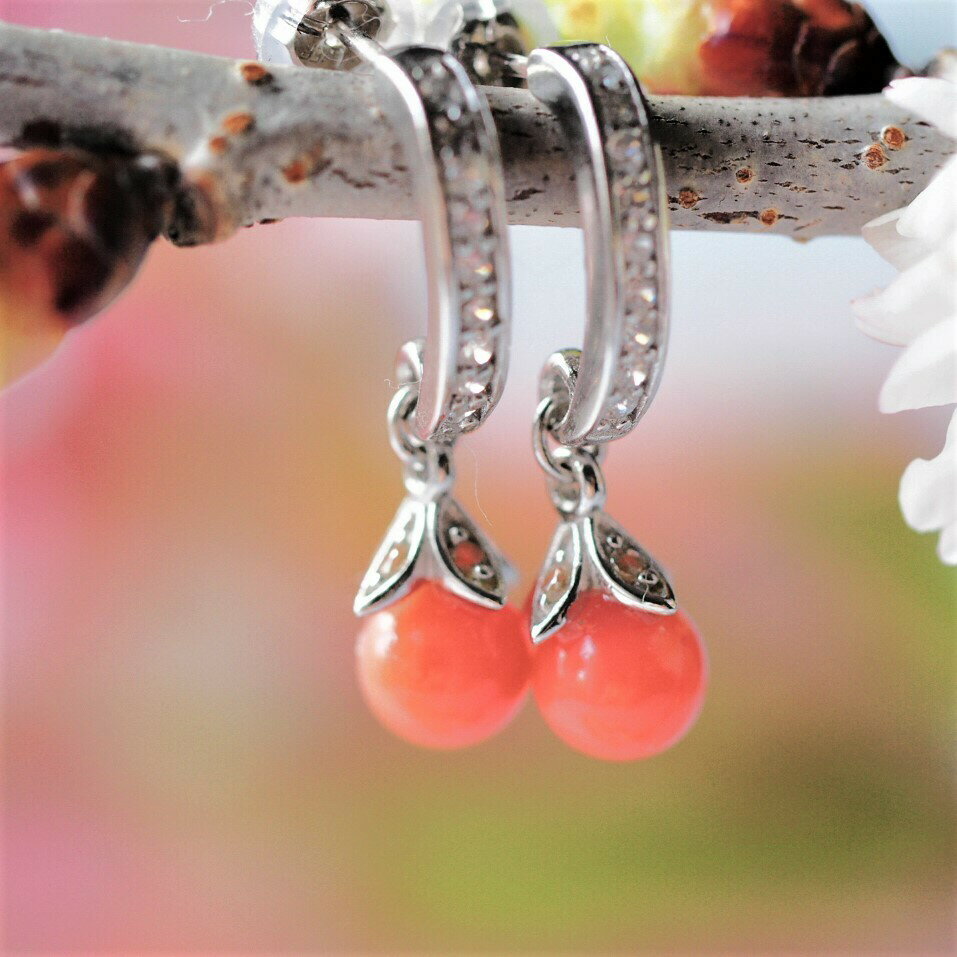 国産サンゴSVピアス天然無処理珊瑚