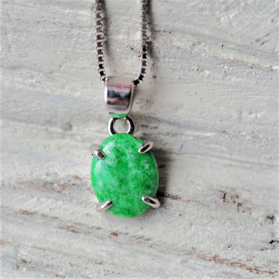 翡翠 - 翡翠　SV　ペンダントトップ　ネックレス　小粒　天然無処理ヒスイ