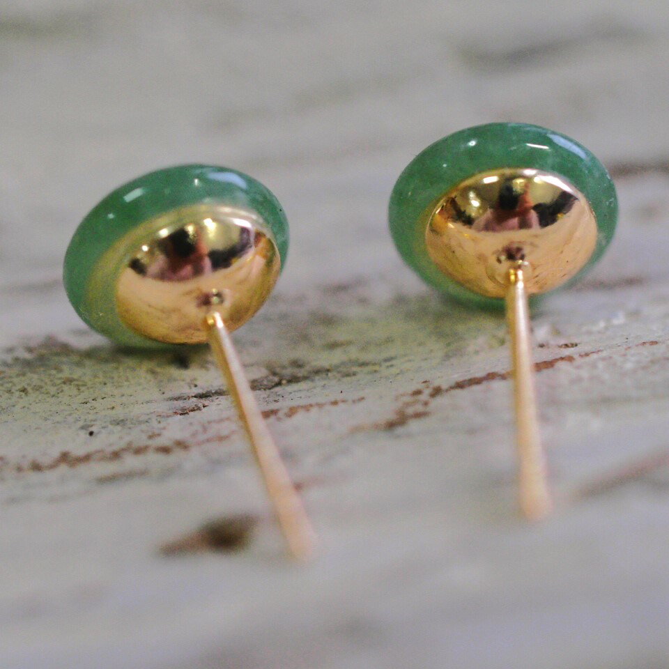 天然翡翠　SV　ピアス　天然無処理ヒスイ