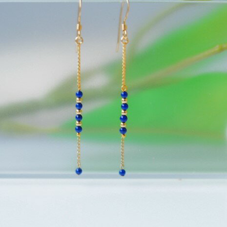 ラピスラズリ小粒2mm丸ピアス天然