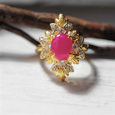 天然ルビーリングダイヤモンド10号