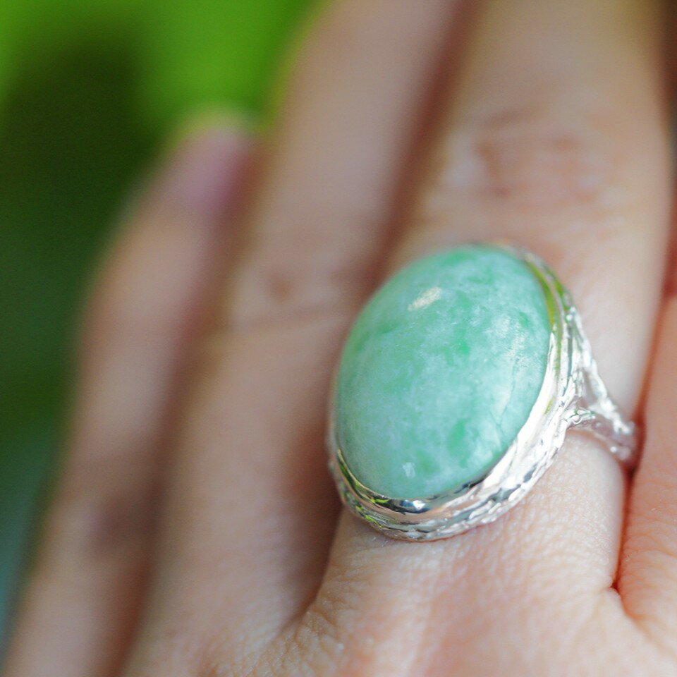Jade - 糸魚川翡翠　SV　リング　和装　鑑賞　自然界