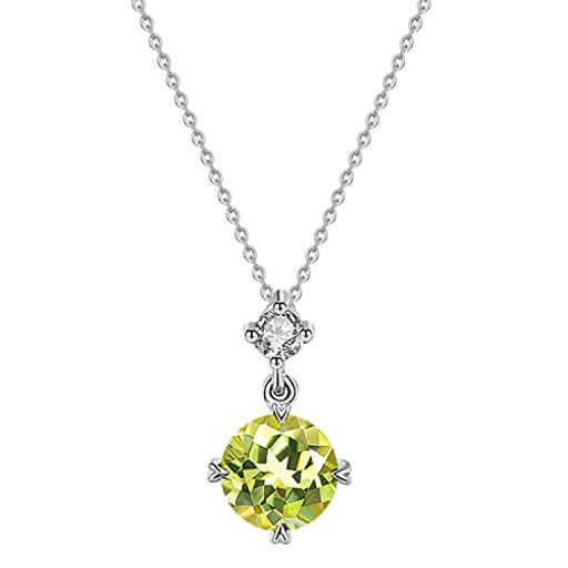 [FANCIME]夏祭りプラチナネックレスレディースダイヤモンド天然ペリドット8月誕生石一粒ラボダイヤPt95..