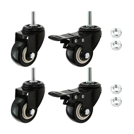 Yetahaキャスターネジ式静音ボールキャスター360度回転ブレーキありナット付き取り換え用(M10・4個セッ..