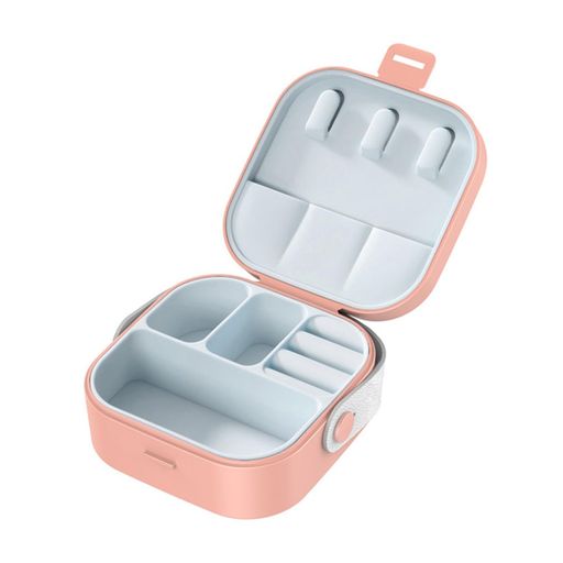 Getraysミニジュエリーボックスと革ハンドル、女性用携帯用小さい旅行宝石箱、防水ジュエリー収納ケースためにネックレス指輪イヤリングブレスレット口紅化粧品ギフト箱(ピンク)