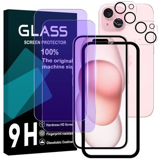 VlookupStore 楽天市場店の対応iPhone15ガラスフイルムブルーライトカットガイド枠付き【2+2枚セッ-AGC旭硝子素材】iPhone15フイルム+レンズフィルムアイフォン15液晶保護フィルム強化ガラスレンズ保護フィルムケース…|詳細画像