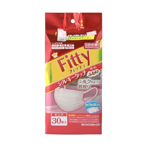 (PM2.5対応)フィッティシルキータッチ耳ゴムふわり30枚入やや小さめサイズピンク