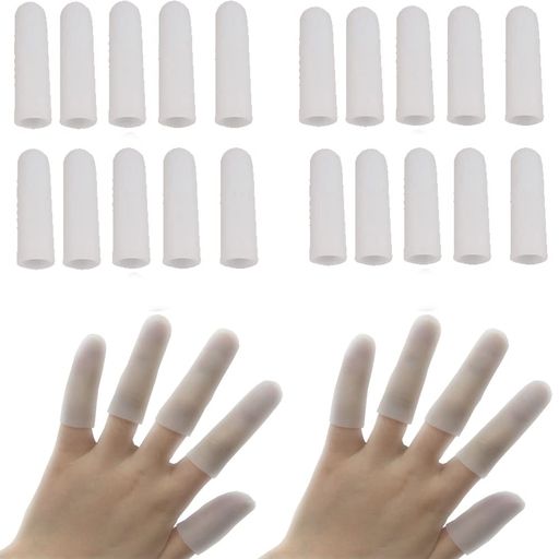 製品内容:指サポーター 20個入り サイズ:4.2*1.7cm 0.25cm厚 素材:素材はSEBS,程よい伸縮性で快適な着心地,手にフィットする,栄養と保湿、好きなように着る、他の場所との摩擦を減らす。 サイズ調整:指サポーターお好みの長さに合わせてハサミでカットできるので、便利で実用的です,長期間着用可能なウォッシャブル仕様。 用途が広い:長時間のパソコン使用、ペンでの筆記、プレイボール,花や植物の剪定、手のマメやケガに最適です,指だけでなく、足も使うことができます。
