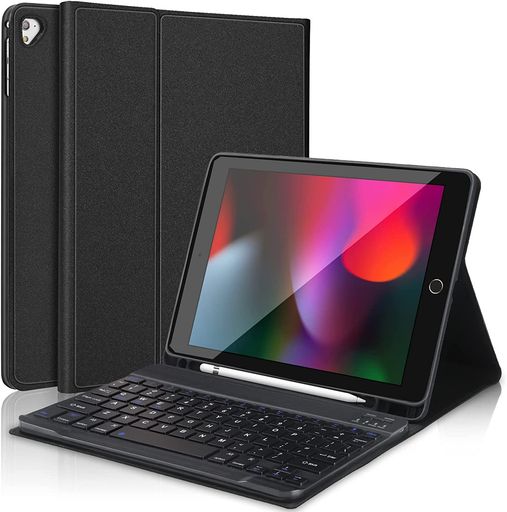 【2024革新モデル】iPadキーボード9.7インチ-ipad第6世代第5世代キーボードケース人気超軽量脱着式iPadPro9.7/Air2/Air兼用ペンシルホルダー付きBluetoothキーボードカバー耐衝撃(2.0)