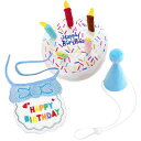 3点セット犬猫誕生日バースデーおもちゃぬいぐるみ犬の噛むおもちゃ音が出るケーキ帽子ゼッケンペット用お誕生日飾り玩具