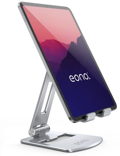 EONO(イオーノ) - タブレット スマホ 兼用 スタンド ホルダー 折り畳み式 角度調整 IPAD用 STAND : アルミ 合金製 卓上 縦置き 横置き すたんど タブレット 置き 台 おき たてかけ YOUTUBE 動画 テーブル