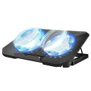 ノートパソコン冷却パッド 冷却台 2つ 冷却ファン 搭載 4段階高度調整可 ノートPCクーラー LEDライト付き スピードスクロールスイッチ付き大風量 低騒音 2つUSBポート付 メタルメッシュデザイン 9-17インチまでのノート FOR(2)