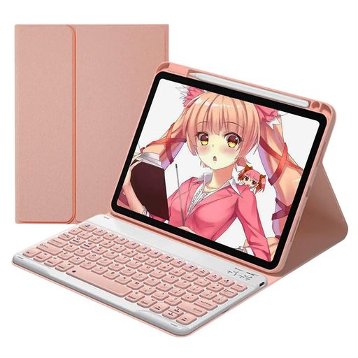 iPad9.7インチ用キーボードケースipad第6世代第5世代Air2対応bluetoothキーボード付きタブレットケースPencil収納脱着式オートスリープ機能付き状くぼみキーマグネット分離式学生ピンクの商品画像