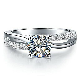 婚約指輪4プロングNSCDダイヤモンドリング女性用結婚指輪本物のシルバーホワイトゴールドメッキ