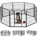 DUDUPETペットフェンス大型犬用中型犬用ペットケージパネル8枚四角ポール折り畳み式ペットサークルスチール製複数連結可能室内室外兼用犬小屋ペット用品(80X8...