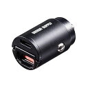 サンワダイレクトカーチャージャー超小型Type-C・Type-APD30W対応5V/2.4A急速充電シガーソケット12V/24V対応200-CAR088