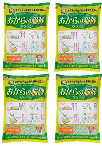 常陸化工 おからの猫砂グリーン6L×4個 (ケース販売)