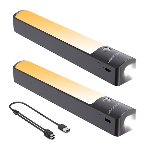 センサーライト充電式2個セット室内HOLKPOILOT懐中電灯一台二役常時点灯8~10時間キッチンライト人感センサーと常時点灯モードLED懐中電灯SOSと常時点灯モード昼光色/電球色/温白色小型取付…