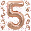 Exgox数字バルーンローズゴールドアルミ風船誕生日40インチナンバー5ハッピーバースデー飾り付け男の子女の子ギフト記念日お祝いパーティー結婚式披露宴