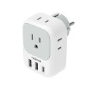 TESSAN変換プラグ韓国SEタイプコンセント変換器4個AC差込口1USB-Cポート2USB-Aポート付きドイツ、フランス、オランダ、ハンガリー、スペインヨーロッパなどの国に対応