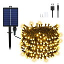 DalugoLEDイルミネーションライトソーラーストリングライトUSB充電可能クリスマスツリーライトキャンプ用飾りライト屋外室内IP65防水200電球22m8点灯モード夜間自動点灯LEDイルミネーション…