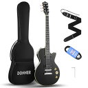 DONNERエレキギター初心者セットLPタイプ39インチフルサイズポプラ材HHピックアップ配列専用ケースストラップシールド付ブラックDL-124(2)
