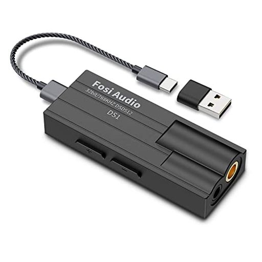 FOSI AUDIO DS1 DSD512 HIFI USB DAC ヘッドホンアン TYPE-C 32BIT/768KHZ ヘッドフォンアンプ ポータブル 小型 アンプ 3.5MM/4.4MM ケーブル着脱式 ハイレゾ HD ロスレス音質