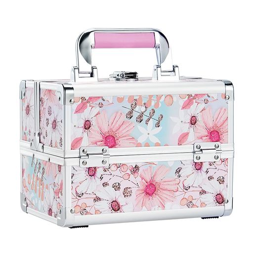 Hapilifeメイクボックス大容量2段トレイかわいいコスメボックス鏡付きコスメ道具入れ化粧箱ネイルグッ..