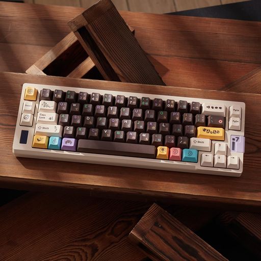 Mintcap PBT 日本茶色キーキャップセット 129キー チェリープロファイル かわいいキーキャップ カスタム昇華型キーボードキーキャップ 60% 65% 70% 75% 100% Cherry Gateron MXスイッチ メカニカルキー…
