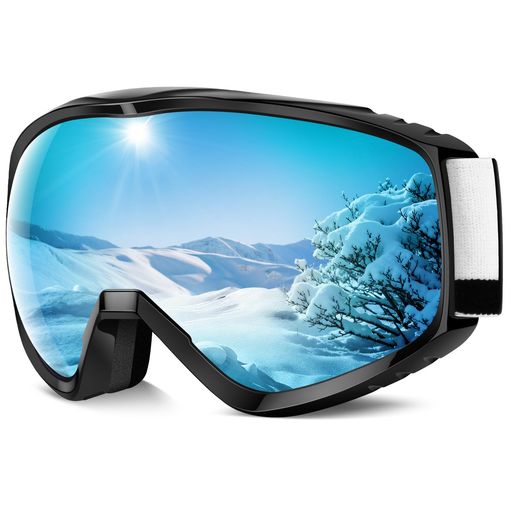 [Findway]スキーゴーグルスノボゴーグルスノーボード眼鏡対応OTG曇り止め広視野球面レンズ防風/防雪/紫..