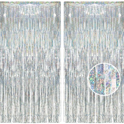 【サイズ】:100cm (幅)*250cm(高) 2枚入 十分な長さで、さまざまなイベントに適応します。壁のサイズに合わせて底部を自由にカットOK! 【豪華な飾り付け】フリンジカーテンはキラキラな素材なので、簡単に豪華な部屋づくりができます。光に反射するとさらに綺麗です。パーティーを盛り上げるのに欠かせない飾り付けです。また、LEDカーテンライト、バルーンなどと組み合わせて使うと、パーティに活気や華やかさを与え、出席者の心に深く印象付けます。 【使い易い】フォイルカーテンは強力両面テープを付いています。壁に貼るだけで豪華な飾り付けになります。誰にとっても使いやすいです。ご注意:1貼り付け前に、接着面の埃や汚れをよく拭き取りください。2汚れの壁、石膏、レンガ、不均一で荒い材質表面、または易く剥がれる場所に取り付け不可です。 【適用場合】誕生日会、クリスマスパーティー,忘年会、新年会、卒業パーティー、出産祝い、就職祝いなどに適応です。写真撮影や、パーティーのデコレーションに、バックドロップ(背景)として大活躍してくれます。