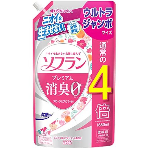 【Amazon.co.jp限定】【大容量】ソフランプレミアム消臭フローラルアロマの香り柔軟剤詰め替えウルトラジャンボ1680ml