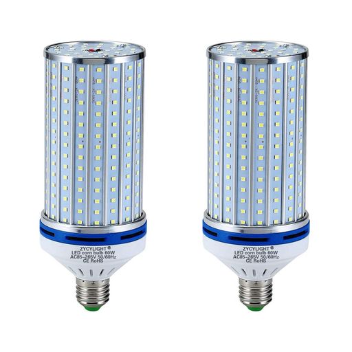 LEDコーンライト LED電球 E26口金 6000LM 450W白熱電球相当 倉庫・納戸・駐車場・工場などに対応(昼光色, 60W), 2個入