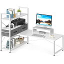 ODK ローデスク パソコンデスク ロータイプ 幅120CM 引き出し付き モニター台付き ゲーミングデスク PCデスク 4段収納ラック付き 左右入れ替え対応 ローテーブル 省スペース 在宅勤務 机 おしゃれ ホワイト(3)